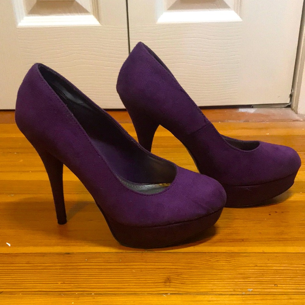 Purple suede heels